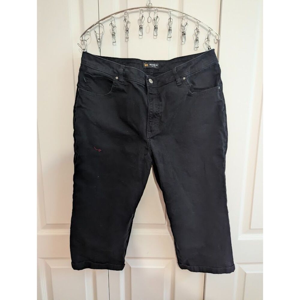 Lee Relaxed Fit Crop Black Stretch Jeans 16 Medium Women